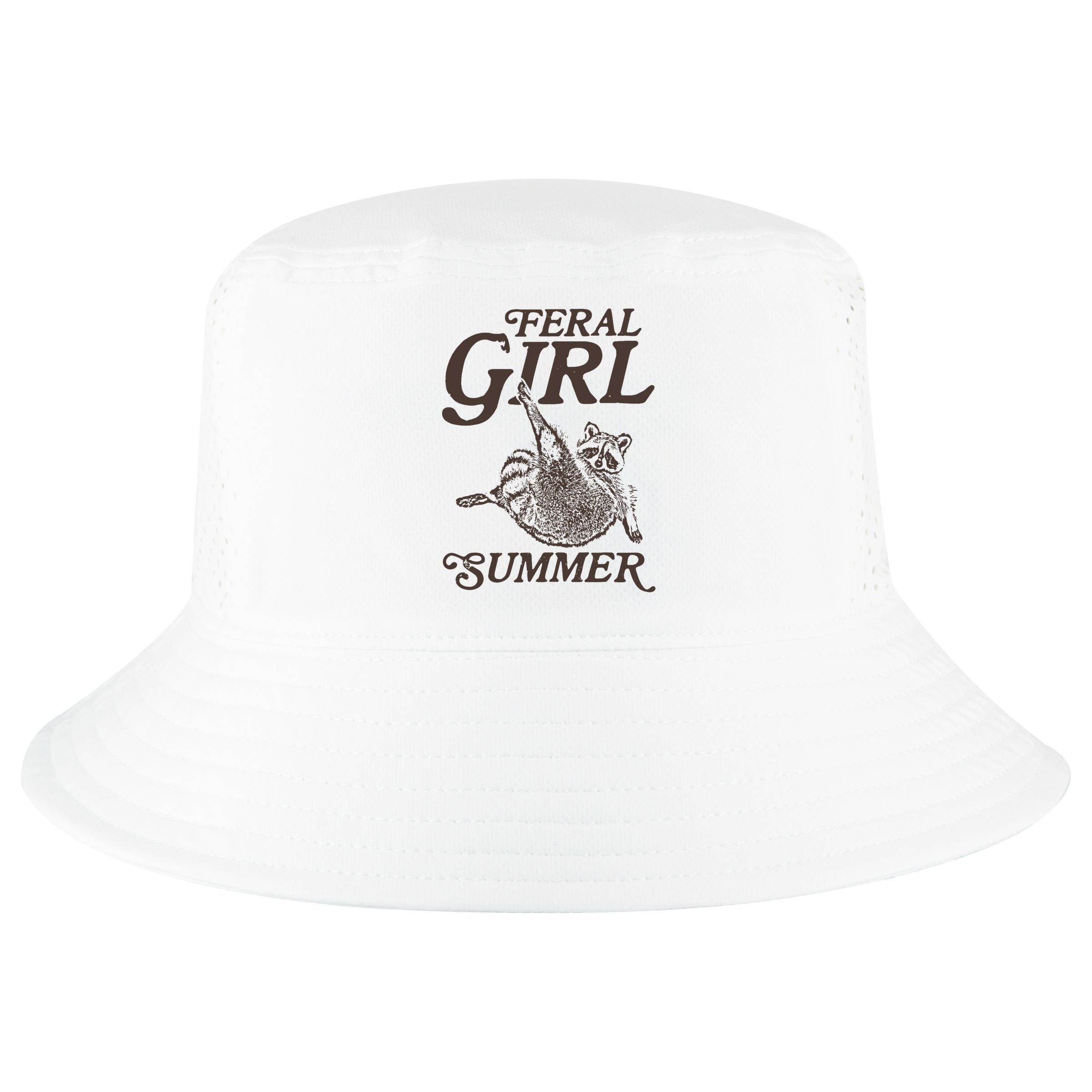 Feral Girl Summer Raccoon Vintage Cool Comfort Performance Bucket Hat