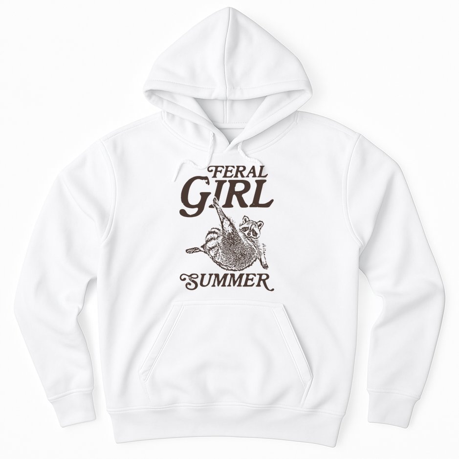 Feral Girl Summer Raccoon Vintage Hoodie
