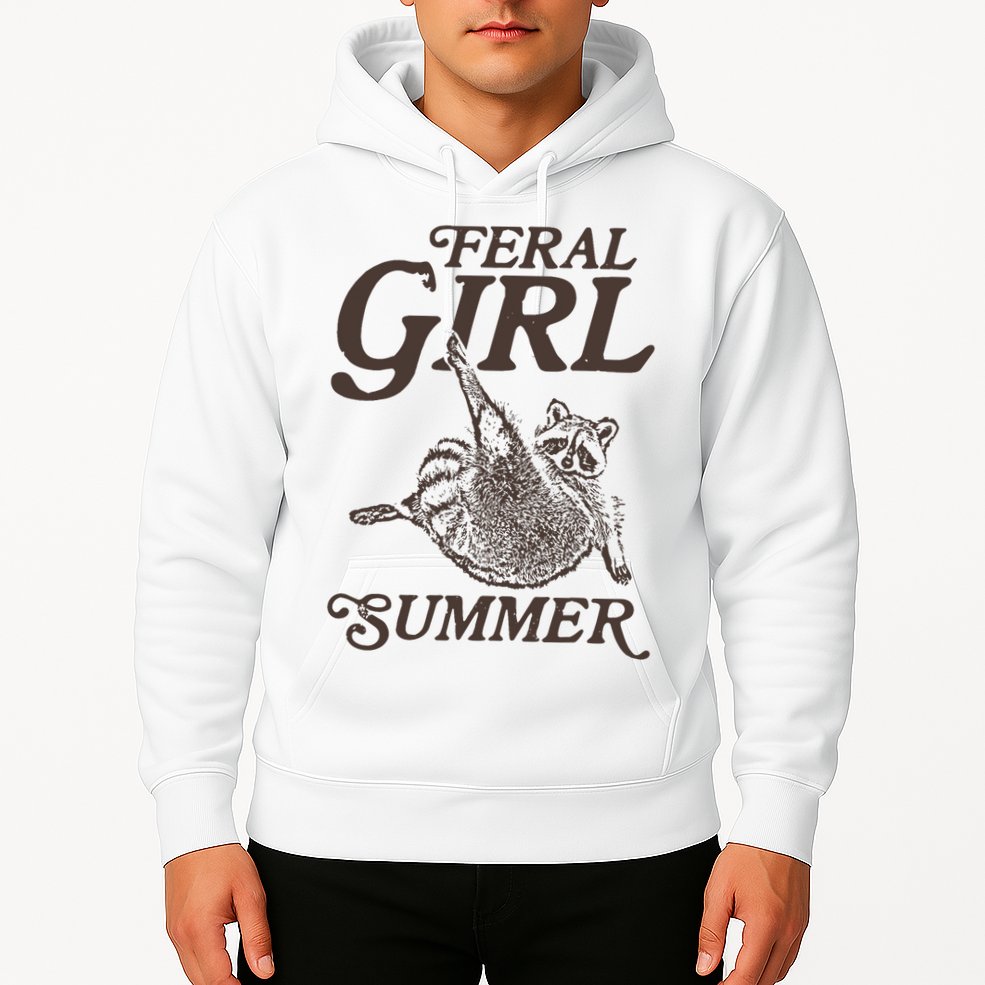 Feral Girl Summer Raccoon Vintage Hoodie