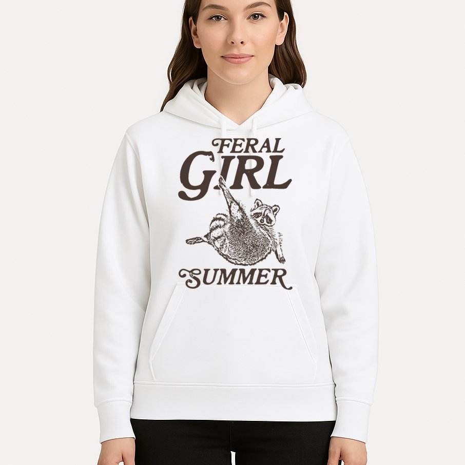 Feral Girl Summer Raccoon Vintage Hoodie
