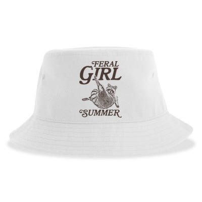 Feral Girl Summer Raccoon Vintage Sustainable Bucket Hat
