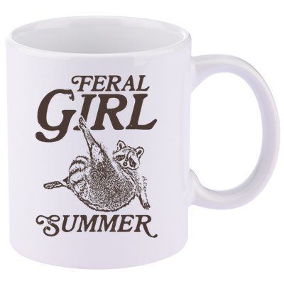 Feral Girl Summer Raccoon Vintage 11oz C Handle Ceramic Mug