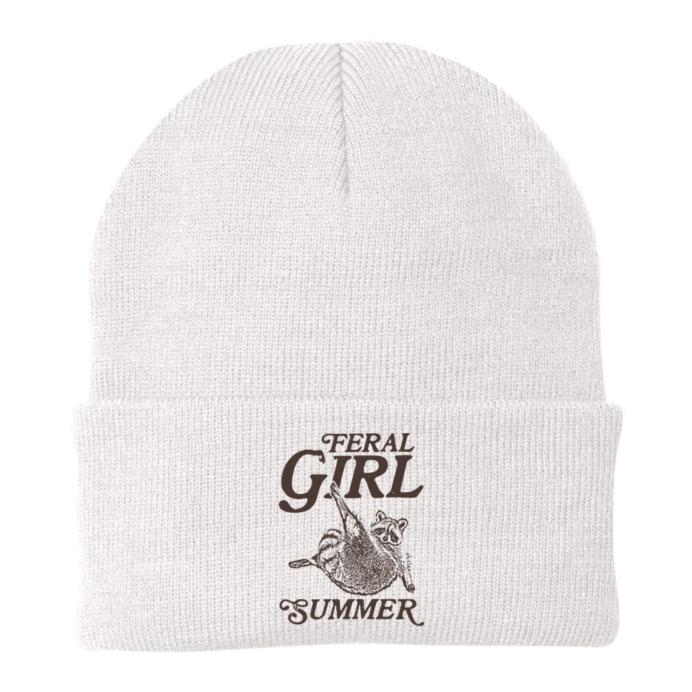 Feral Girl Summer Raccoon Vintage Beanie