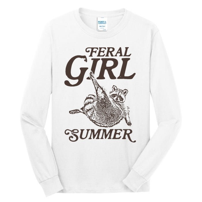 Feral Girl Summer Raccoon Vintage Tall Long Sleeve T-Shirt