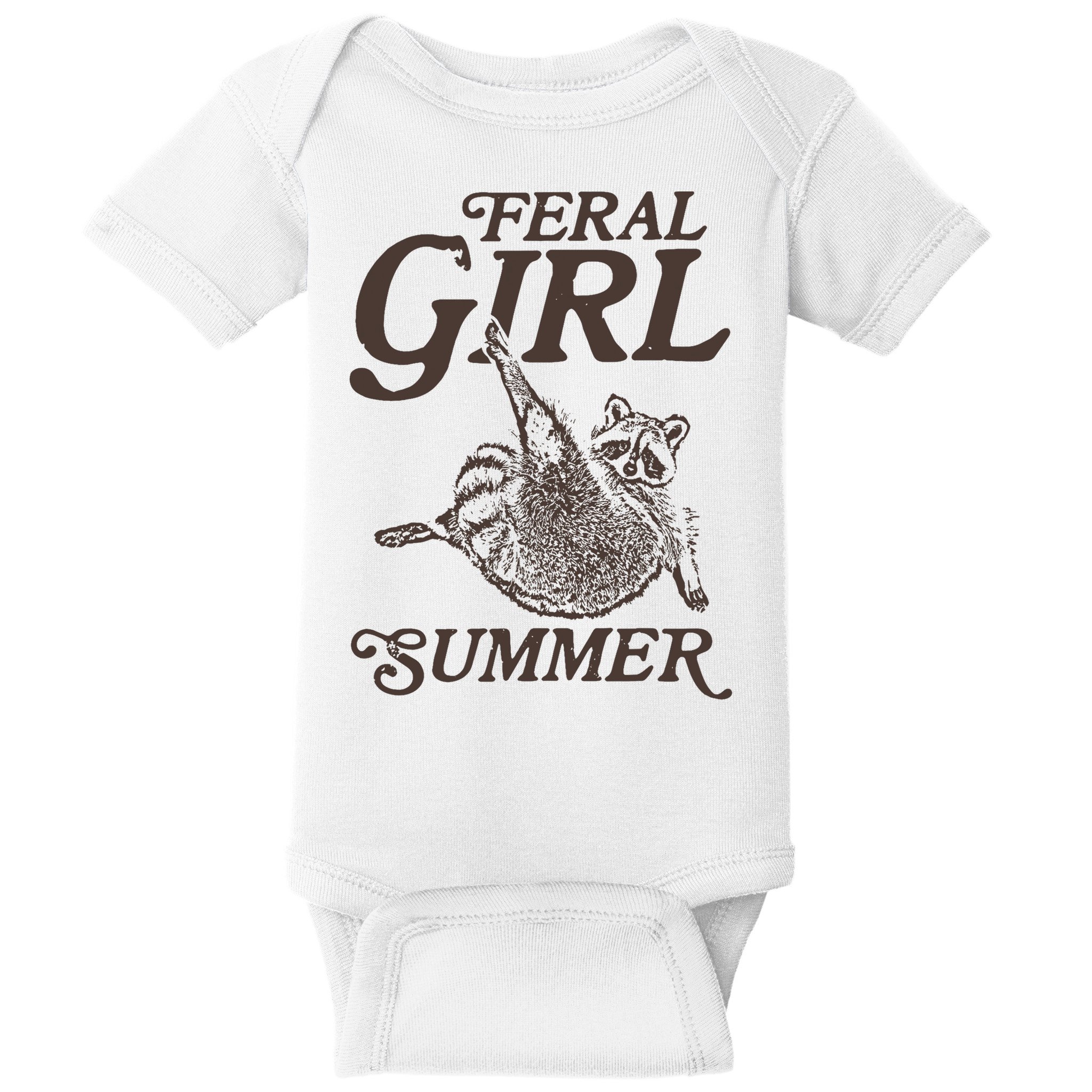 Feral Girl Summer Raccoon Vintage Baby Bodysuit
