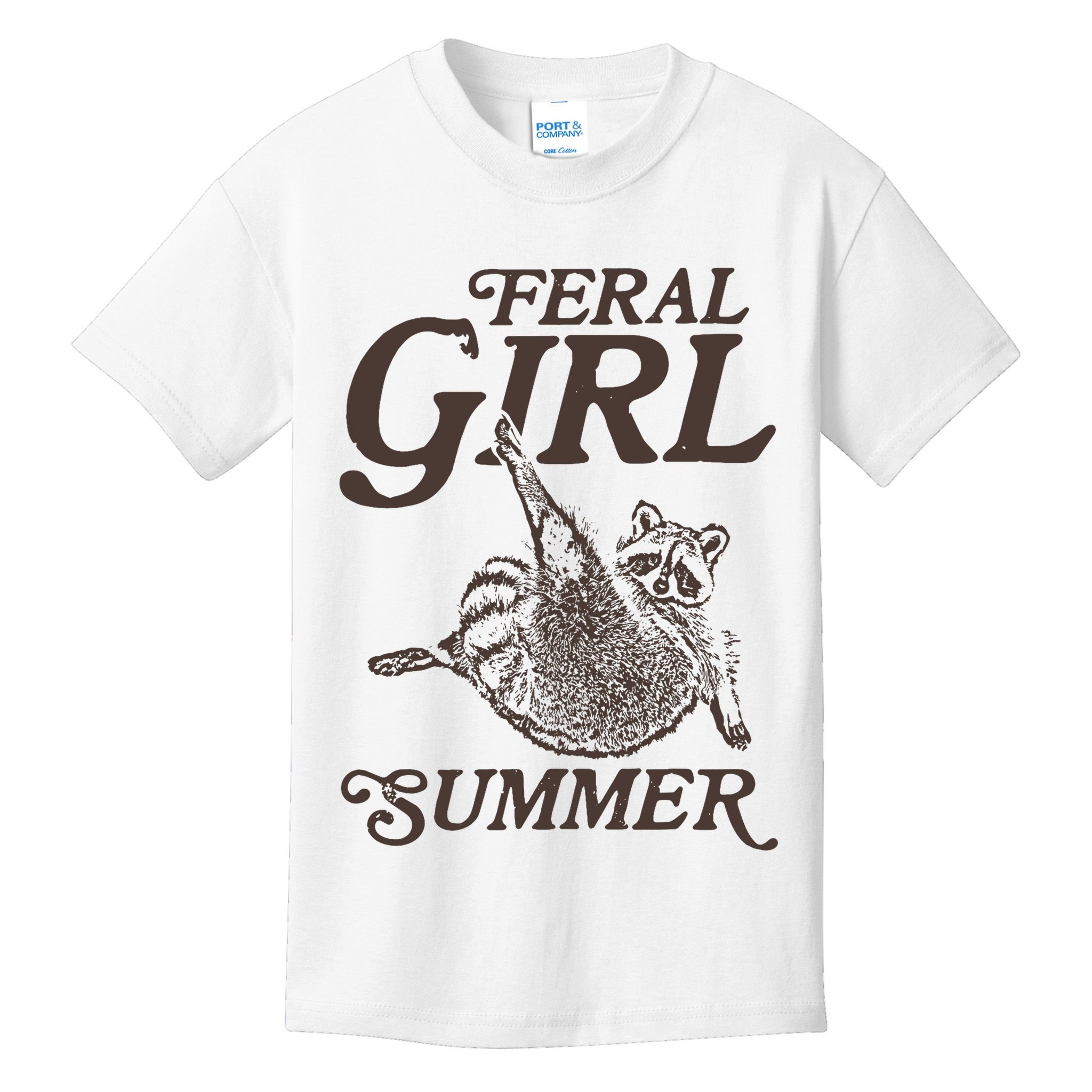 Feral Girl Summer Raccoon Vintage Kids T-Shirt