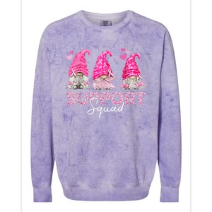 Funny Gnomies Support Squad Breast Cancer Awareness  Month Colorblast Crewneck Sweatshirt