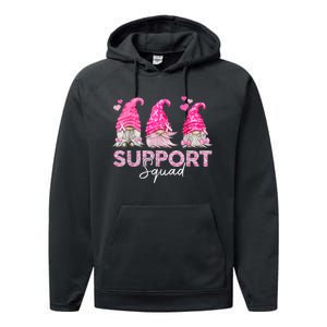 Funny Gnomies Support Squad Breast Cancer Awareness  Month Performance Fleece Hoodie