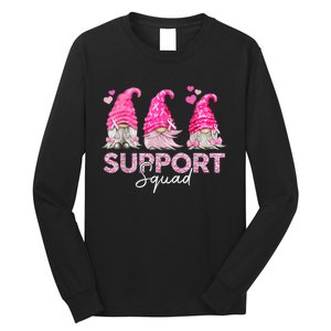 Funny Gnomies Support Squad Breast Cancer Awareness  Month Long Sleeve Shirt