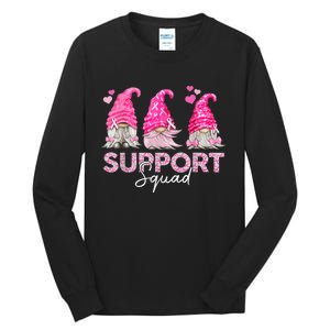 Funny Gnomies Support Squad Breast Cancer Awareness  Month Tall Long Sleeve T-Shirt