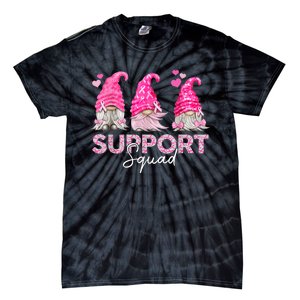 Funny Gnomies Support Squad Breast Cancer Awareness  Month Tie-Dye T-Shirt