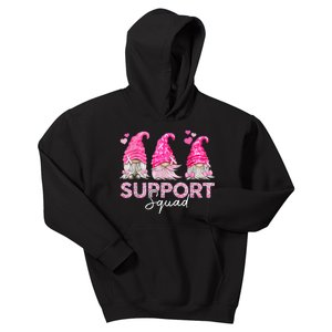 Funny Gnomies Support Squad Breast Cancer Awareness  Month Kids Hoodie