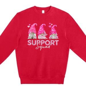 Funny Gnomies Support Squad Breast Cancer Awareness  Month Premium Crewneck Sweatshirt