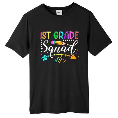 First Grade Squad Groovy First Day Of 1St Grade Teacher Gift Tall Fusion ChromaSoft Performance T-Shirt