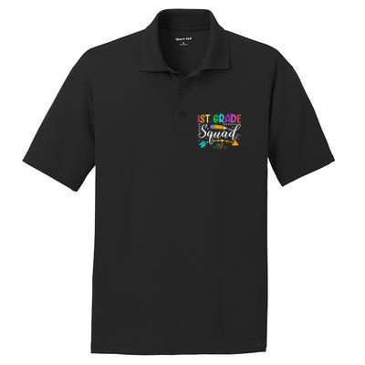 First Grade Squad Groovy First Day Of 1St Grade Teacher Gift PosiCharge RacerMesh Polo