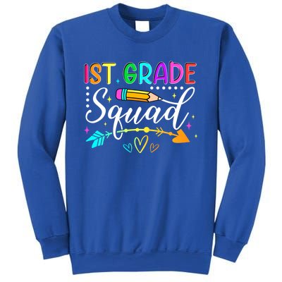 First Grade Squad Groovy First Day Of 1St Grade Teacher Gift Sweatshirt