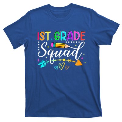 First Grade Squad Groovy First Day Of 1St Grade Teacher Gift T-Shirt