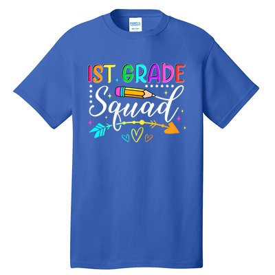 First Grade Squad Groovy First Day Of 1St Grade Teacher Gift Tall T-Shirt