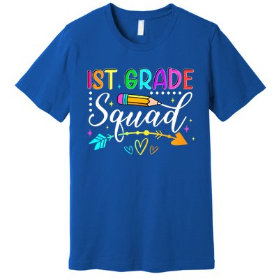 First Grade Squad Groovy First Day Of 1St Grade Teacher Gift Premium T-Shirt