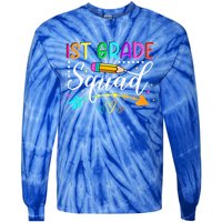 First Grade Squad Groovy First Day Of 1St Grade Teacher Gift Tie-Dye Long Sleeve Shirt