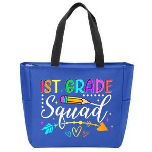 First Grade Squad Groovy First Day Of 1St Grade Teacher Gift Zip Tote Bag