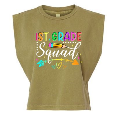 First Grade Squad Groovy First Day Of 1St Grade Teacher Gift Garment-Dyed Women's Muscle Tee