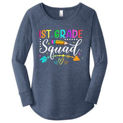 First Grade Squad Groovy First Day Of 1St Grade Teacher Gift Women's Perfect Tri Tunic Long Sleeve Shirt