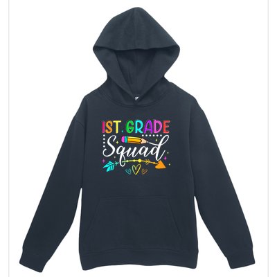 First Grade Squad Groovy First Day Of 1St Grade Teacher Gift Urban Pullover Hoodie