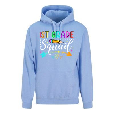 First Grade Squad Groovy First Day Of 1St Grade Teacher Gift Unisex Surf Hoodie