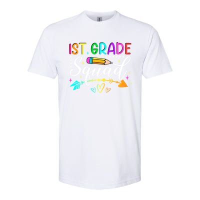 First Grade Squad Groovy First Day Of 1St Grade Teacher Gift Softstyle CVC T-Shirt