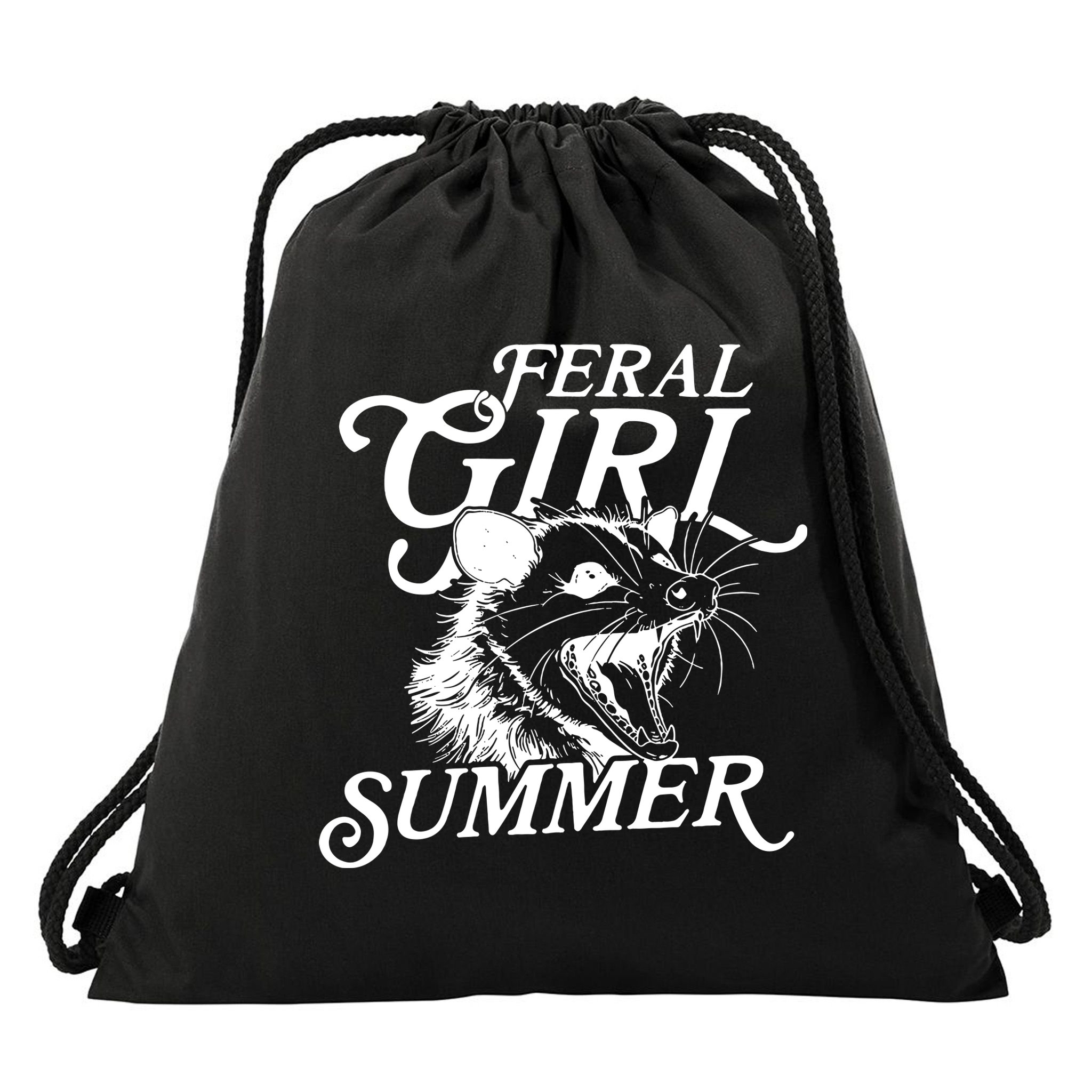 Feral Girl Summer Opossum Drawstring Bag