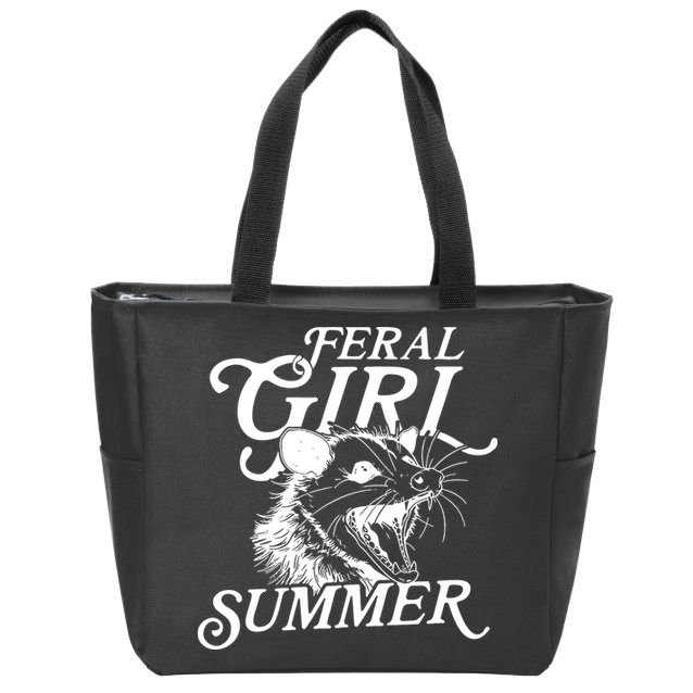 Feral Girl Summer Opossum Zip Tote Bag
