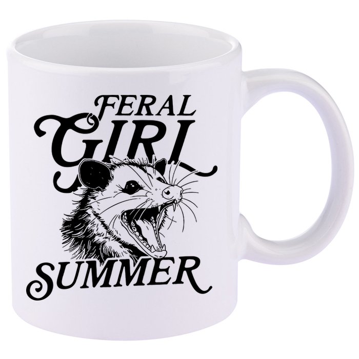 Feral Girl Summer Opossum 11oz C Handle Ceramic Mug