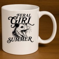 Feral Girl Summer Opossum 11oz C Handle Ceramic Mug