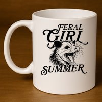 Feral Girl Summer Opossum 11oz C Handle Ceramic Mug