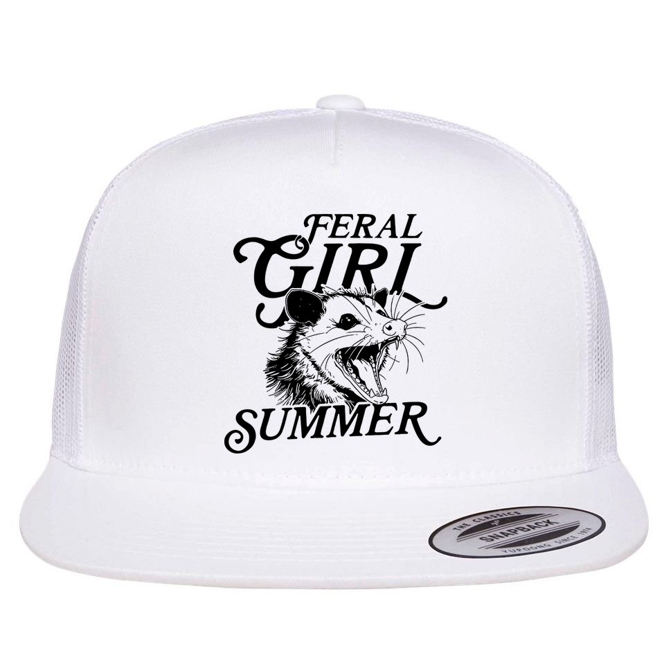Feral Girl Summer Opossum Flat Bill Trucker Hat