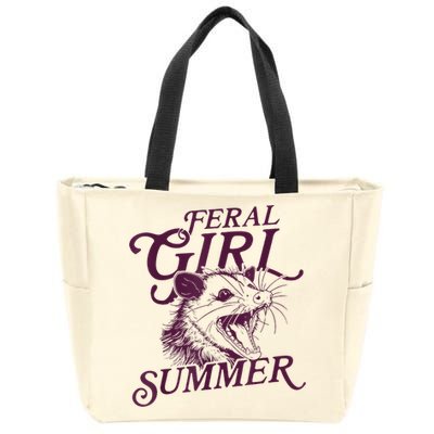 Feral Girl Summer Funny Zip Tote Bag