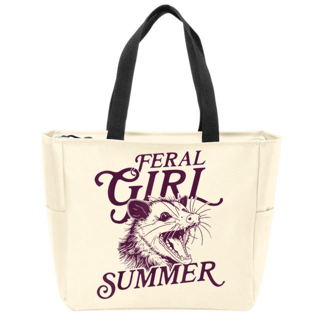 Feral Girl Summer Funny Zip Tote Bag