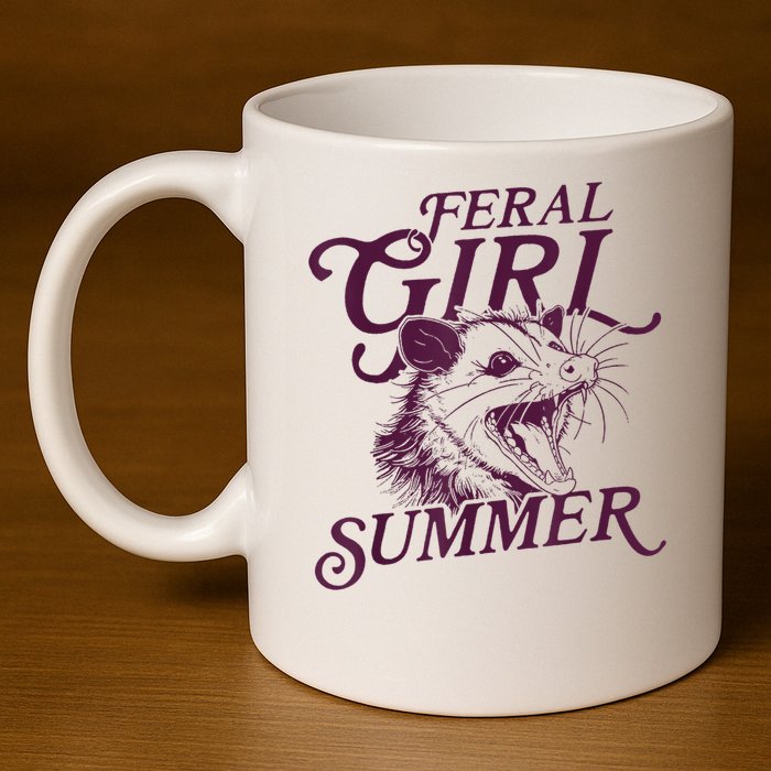Feral Girl Summer Funny 11oz C Handle Ceramic Mug