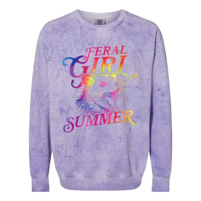 Feral Girl Summer Funny Colorblast Crewneck Sweatshirt