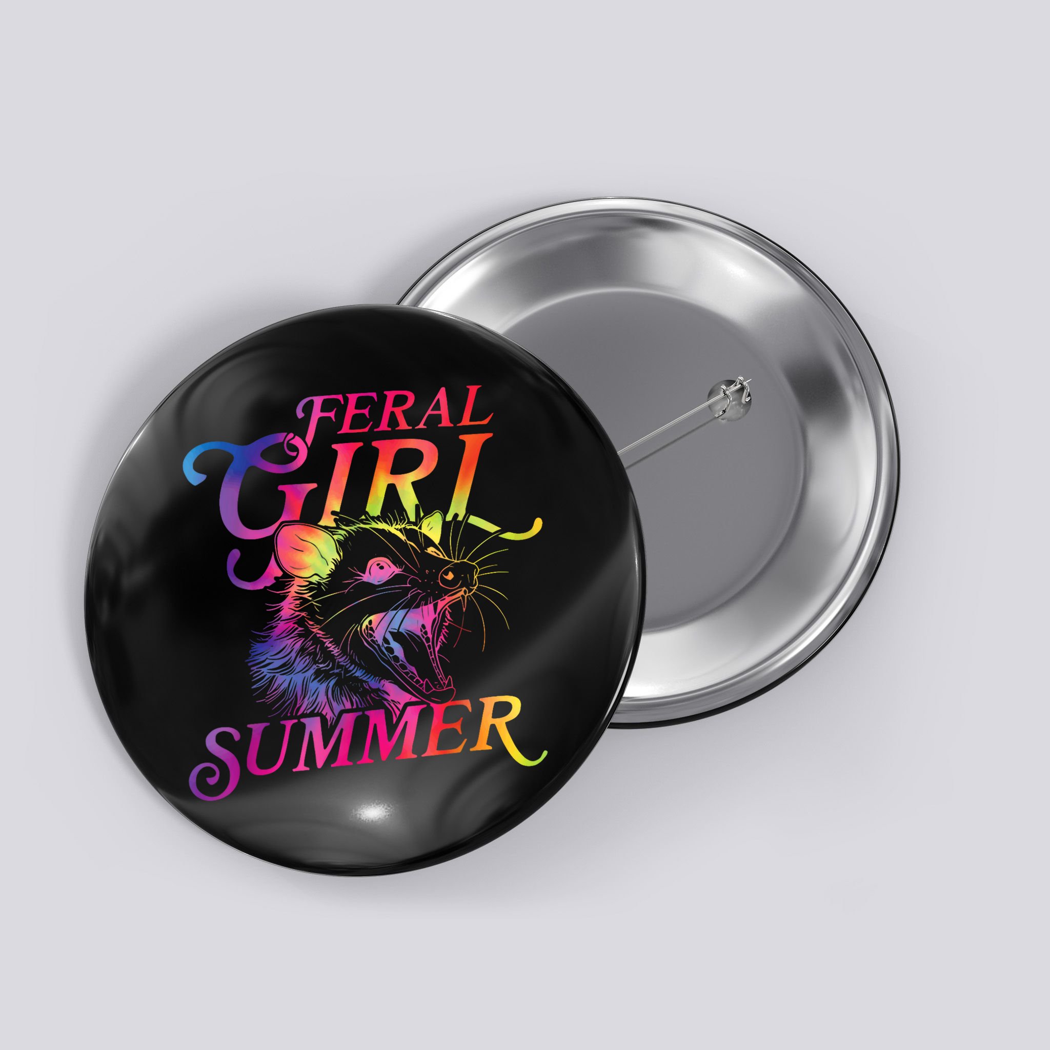 Feral Girl Summer Funny Button