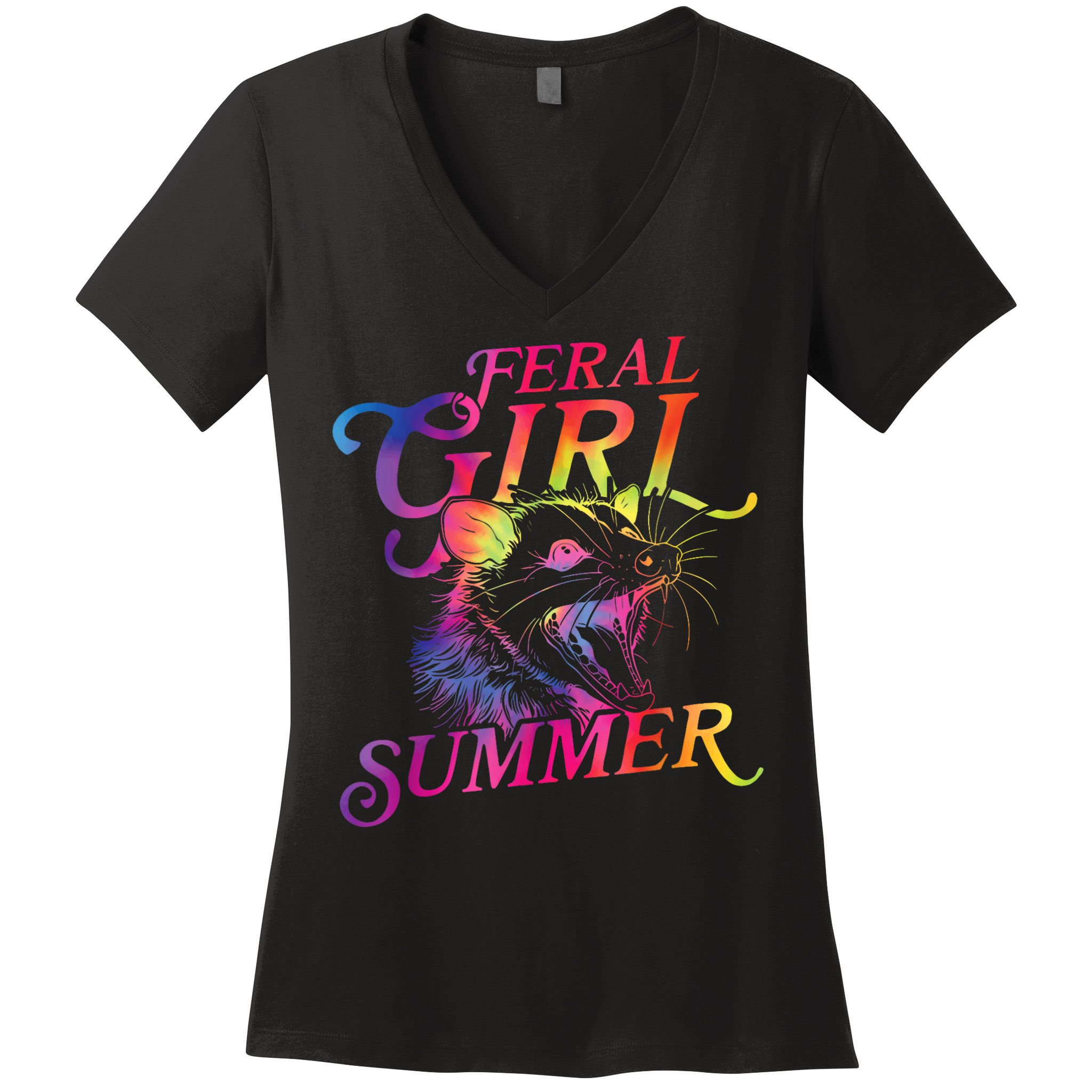 Feral Girl Summer Funny Women's V-Neck T-Shirt
