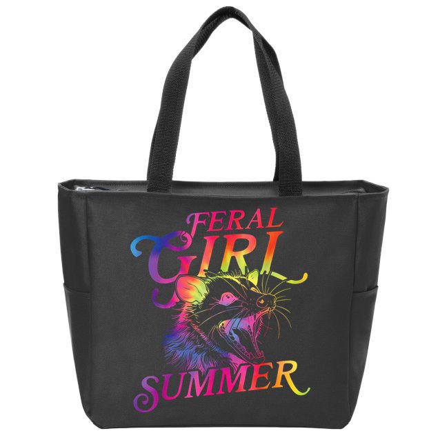 Feral Girl Summer Funny Zip Tote Bag