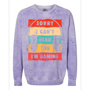 Funny Gamer Sorry I Can't Hear You I'm Gaming Colorblast Crewneck Sweatshirt