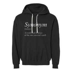 Funny Grammar Synonym Definition Word Used In Place Humor Garment-Dyed Fleece Hoodie