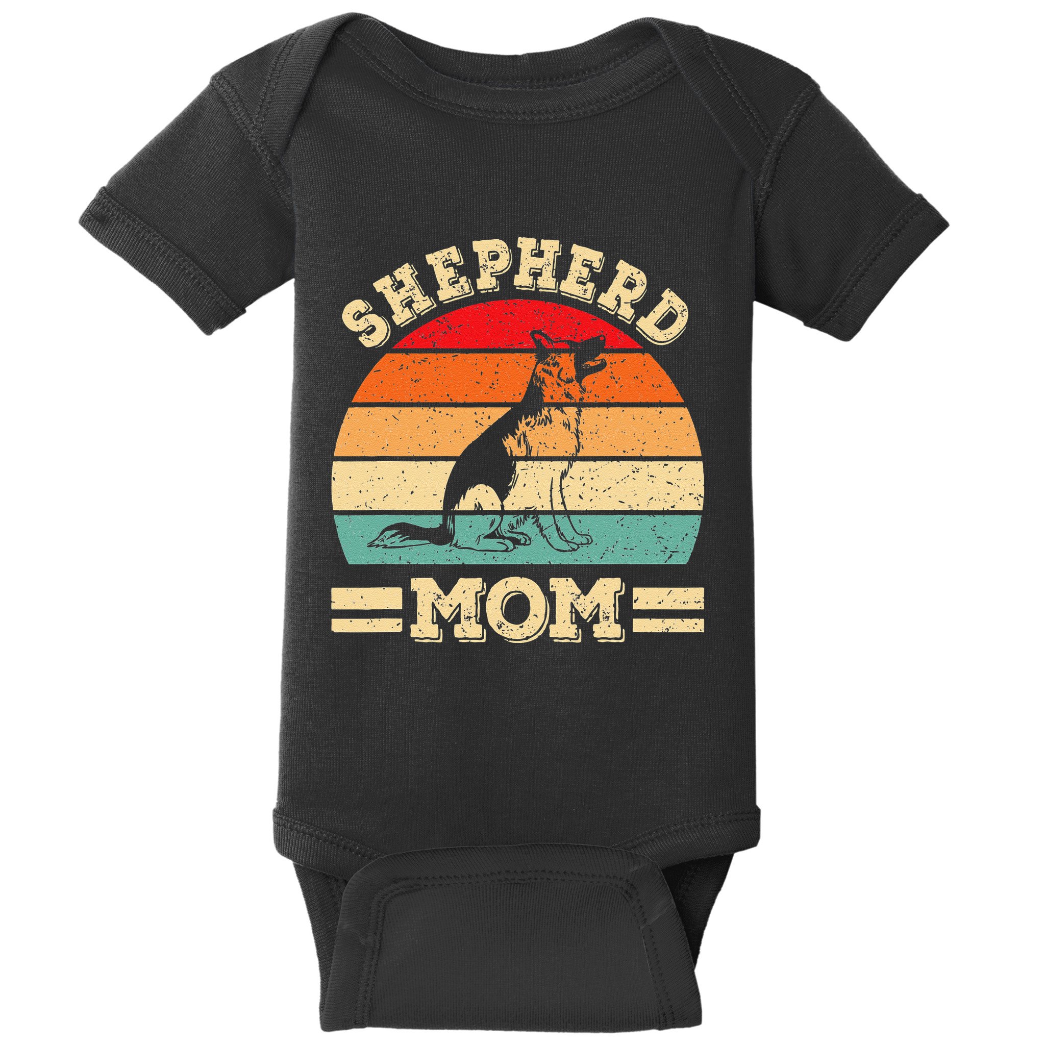 Funny German Shepherd Mom Print Dog Vintage Retro Women Baby Bodysuit