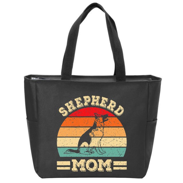 Funny German Shepherd Mom Print Dog Vintage Retro Women Zip Tote Bag