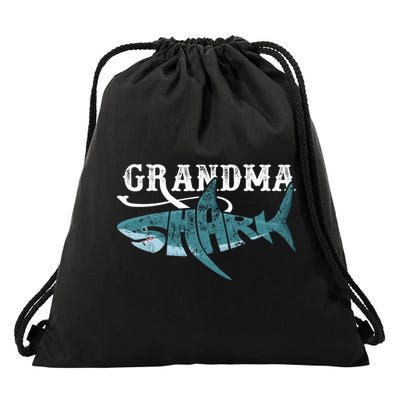 Funny Grandma Shark Family Matching Shark Lover Ocean Animal Gift Drawstring Bag