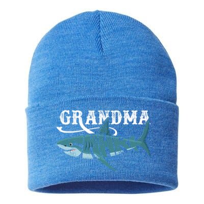 Funny Grandma Shark Family Matching Shark Lover Ocean Animal Gift Sustainable Knit Beanie