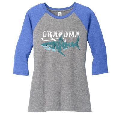 Funny Grandma Shark Family Matching Shark Lover Ocean Animal Gift Women's Tri-Blend 3/4-Sleeve Raglan Shirt